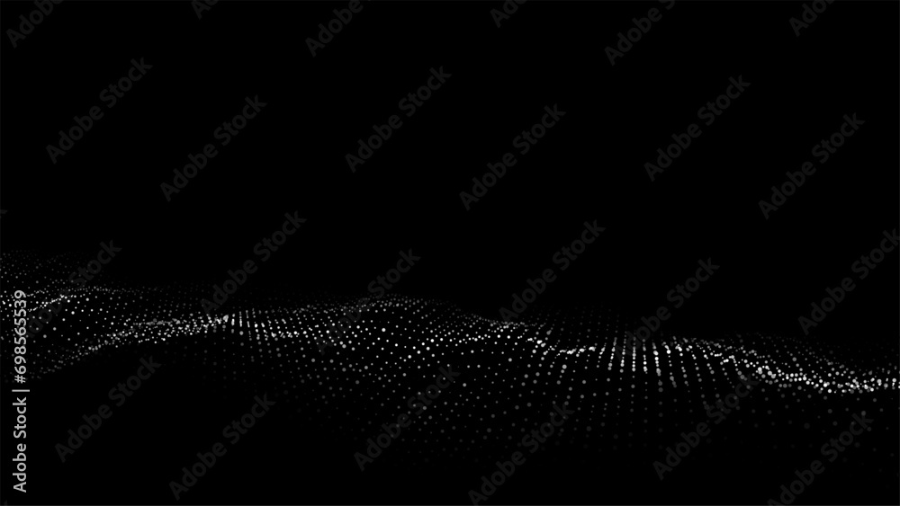 Abstract wave with light on black background. Science background with ...