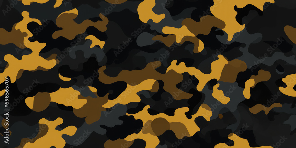 Naklejka premium Golden and brown camouflage background, endless surface pattern, expandable, tile