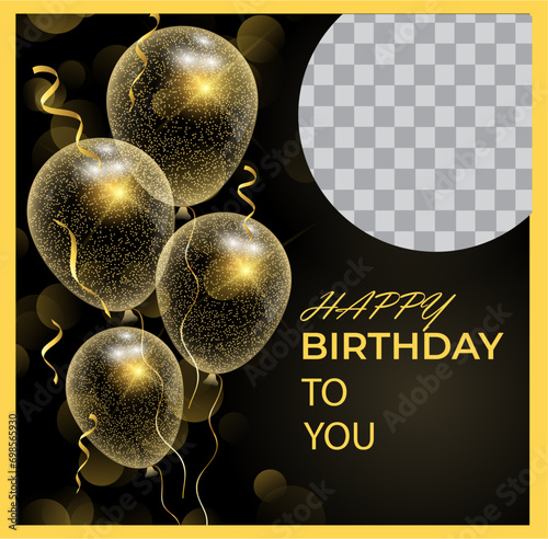 Celebration background with confetti and gold balloons