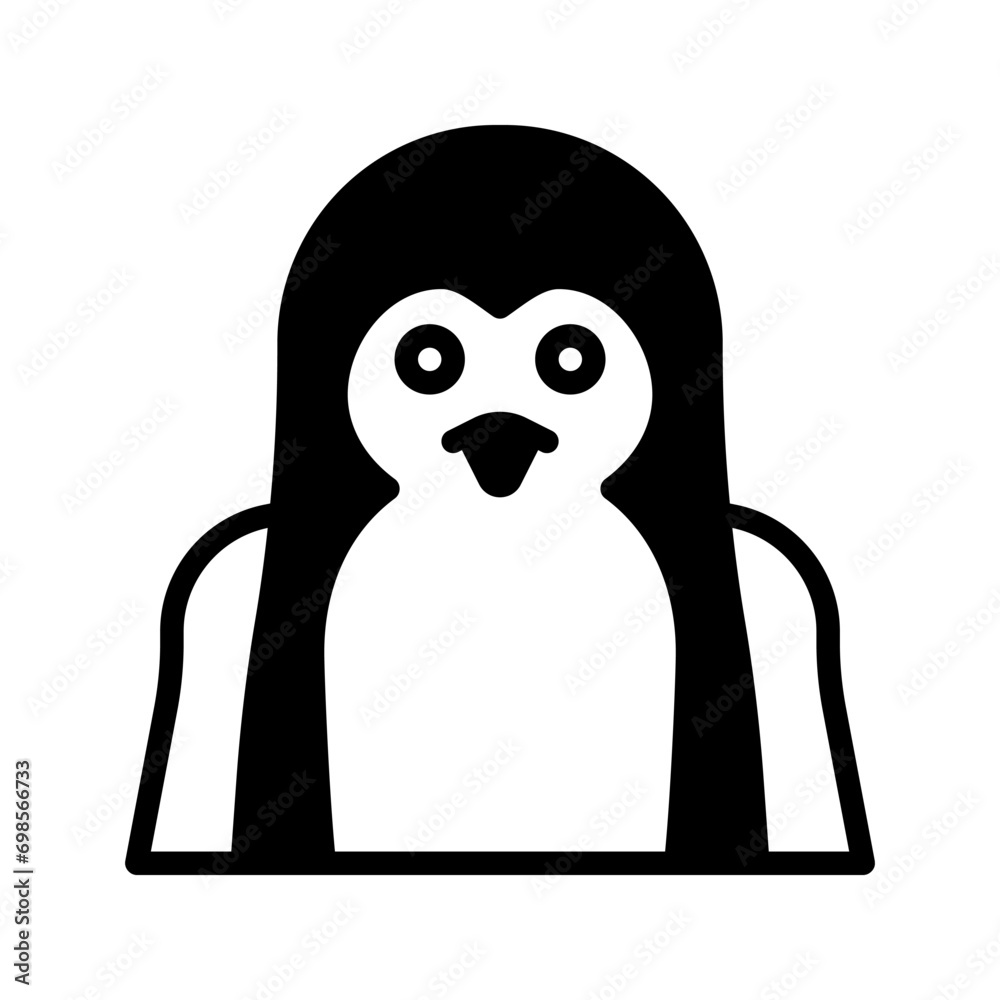 Fototapeta premium Penguin icon set style collection in line, solid, flat, flat line style on white background