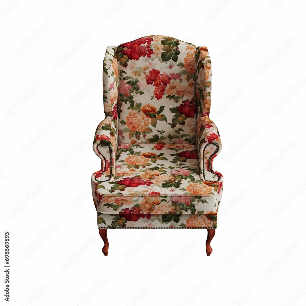 Fototapeta premium armchair isolated on white background, interior furniture, 3D illustration, cg render 