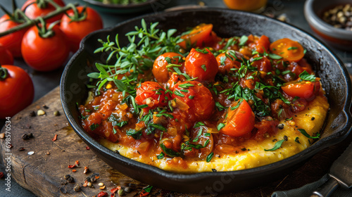 Polenta Perfection: Delicate Pan-Fried with Tomato Richness
