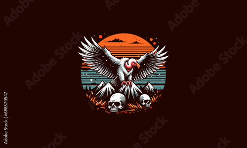vulture on mountain vector artwork design