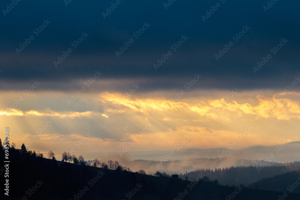 Fototapeta premium Serenity in rural countryside panorama.