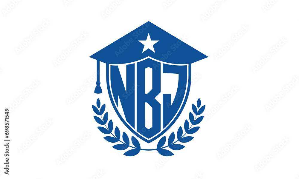 Script Monogram Nbj NBJ three letter iconic academic logo design vector template. monogram ...