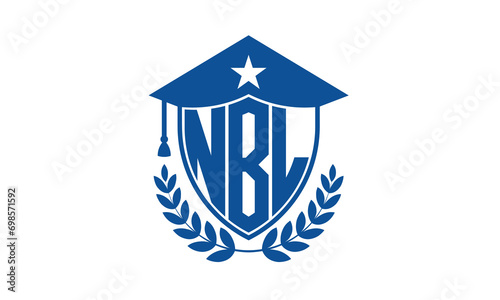 NBL three letter iconic academic logo design vector template. monogram, abstract, school, college, university, graduation cap symbol logo, shield, model, institute, educational, coaching canter, tech