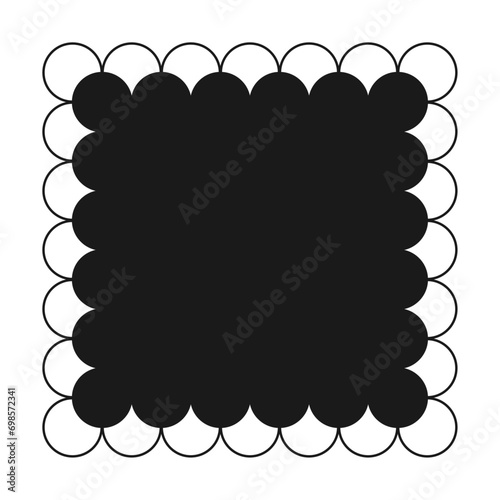 Scallop edge square shape Simple black label form isolated on white background Vector illustration