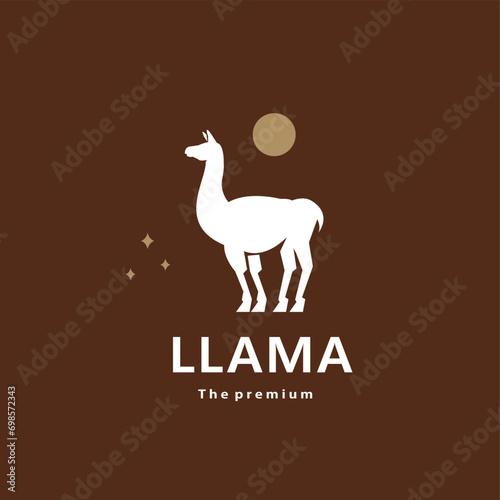 animal llama natural logo vector icon silhouette retro hipster