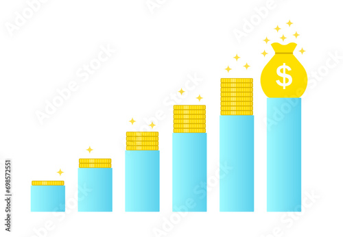 Profit growth, income growth, money generation, investment. Vector illustration