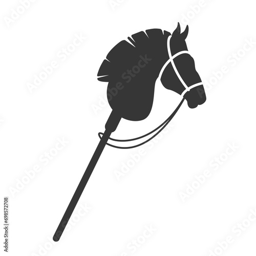 Silhouette of horse head on stick. Hobbyhorsing vector symbol photo