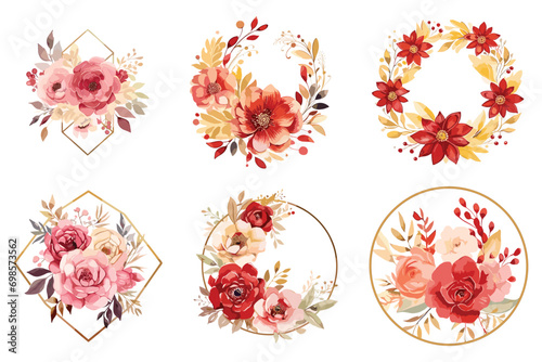 Watercolor floral gold and yellow color luxury Flower design