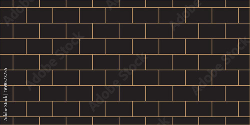 Dark black brick brown line wall background. concrete masonry construction stone block brick wallpaper. seamless building cement concrete wall grunge background.	