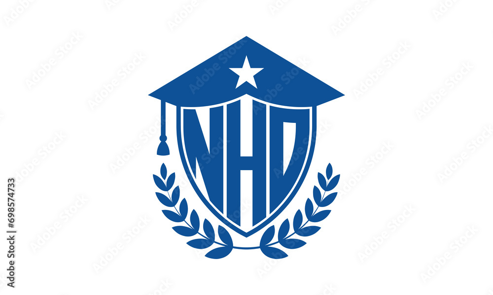 NHO three letter iconic academic logo design vector template. monogram, abstract, school, college, university, graduation cap symbol logo, shield, model, institute, educational, coaching canter, tech NHO three letter iconic academic logo design vector template. monogram, abstract, school, college, university, graduation cap symbol logo, shield, model, institute, educational, coaching canter, tech