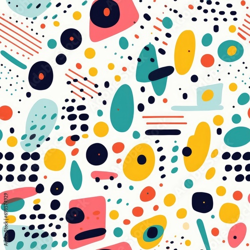 Pattern of circles, dots and colored spots