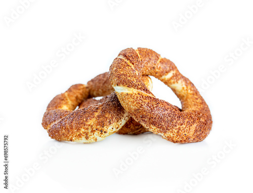 Turkish traditional simit with sesame on table