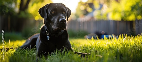 Labrador in backyard. photo
