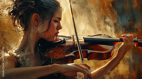 Passionate violinist playing soulful melody, AI Generated
