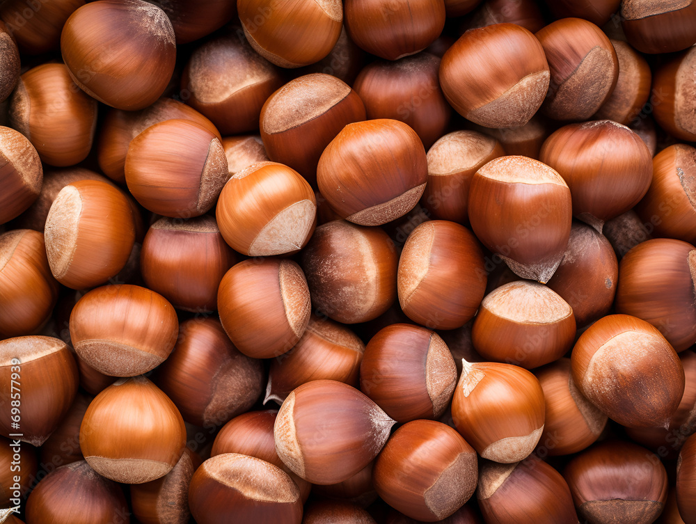 Macro close up of hazelnut kernels on a food background Macro close up of hazelnut kernels on a food background