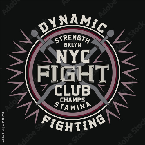 Fighting sport badge typography . T shirt graphics. print	