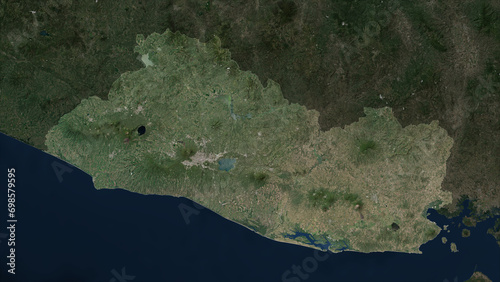 El Salvador highlighted. Low-res satellite map