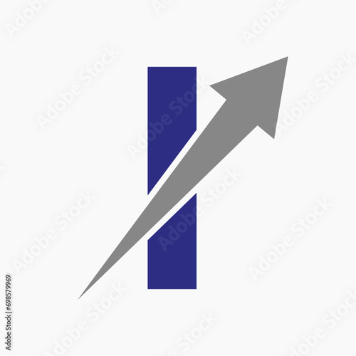 Initial Financial Logo On Letter I Concept With Growth Arrow Icon