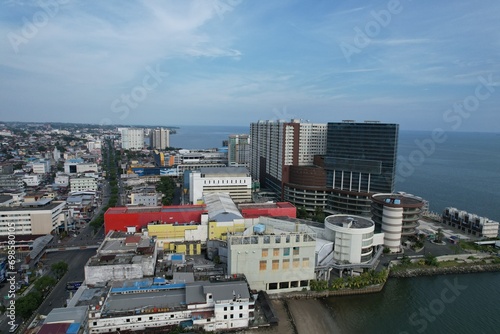 Balikpapan City business district with iconic building view frome above © Ara Creative