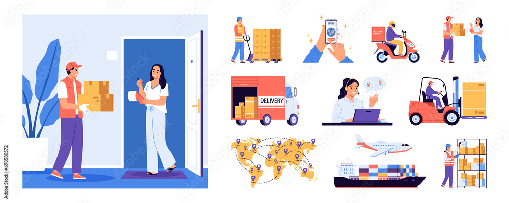 Delivery service icons set Delivery service icons set