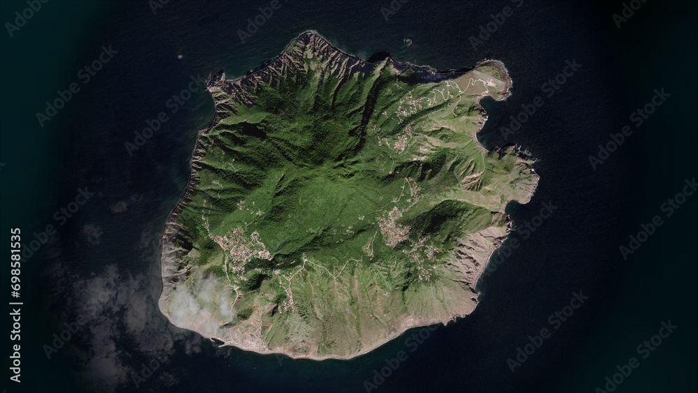 Saba - Dutch Caribbean highlighted. Low-res satellite map