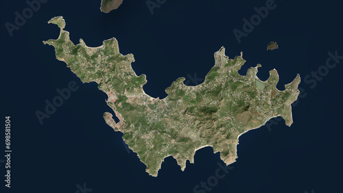 Saint Barthelemy highlighted. Low-res satellite map