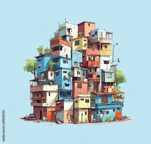 Slum area. A concept illustration of low income people's residential area	 photo