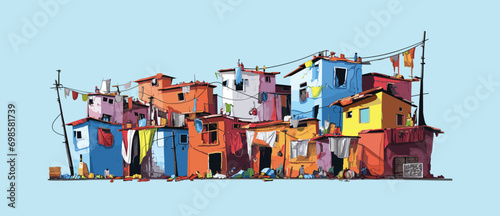 Slum area. A concept illustration of low income people's residential area	 photo