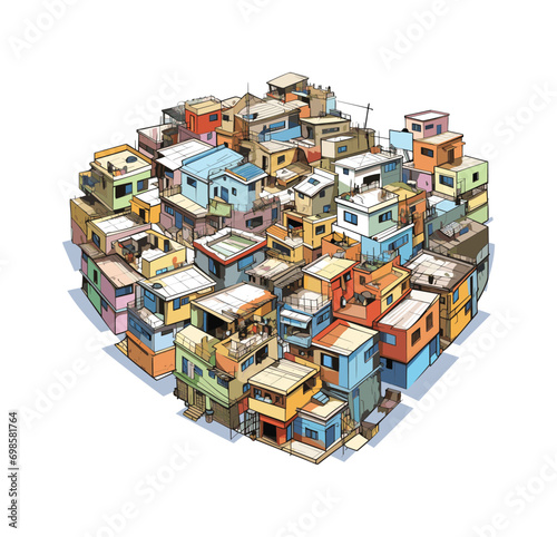 Slum area. A concept illustration of low income people's residential area	
