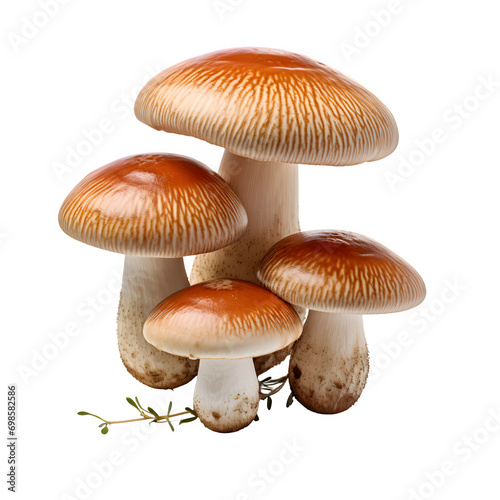 three porcini mushroom isolated on transparent background Generative AI 
