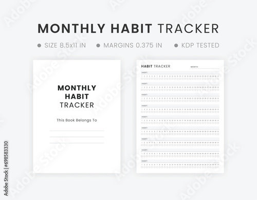 Monthly Habit Tracker Printable Template, 30-Day Habit Challenge Routine Planner