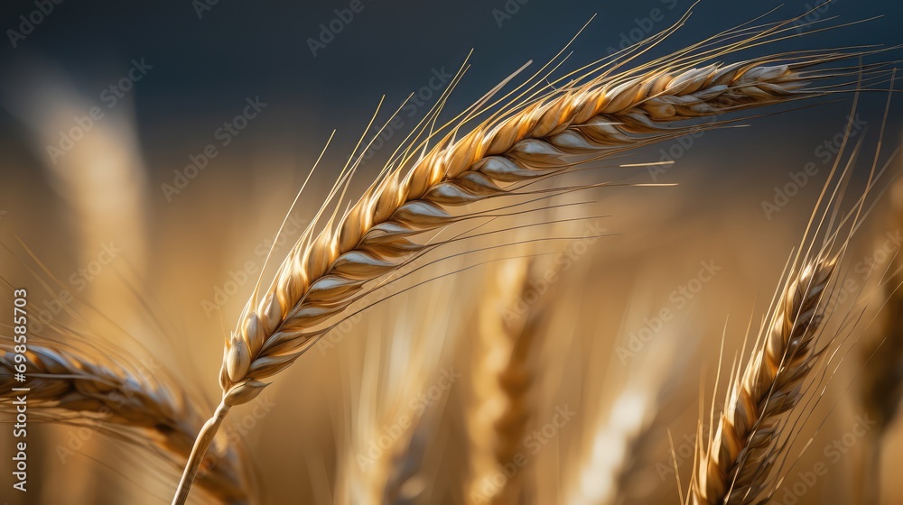 Photo of ears of golden wheat. AI generated. Photo of ears of golden wheat. AI generated.