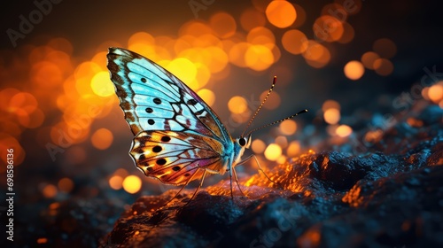 Macro photo of a beautiful bright butterfly. AI generated. © Viktor
