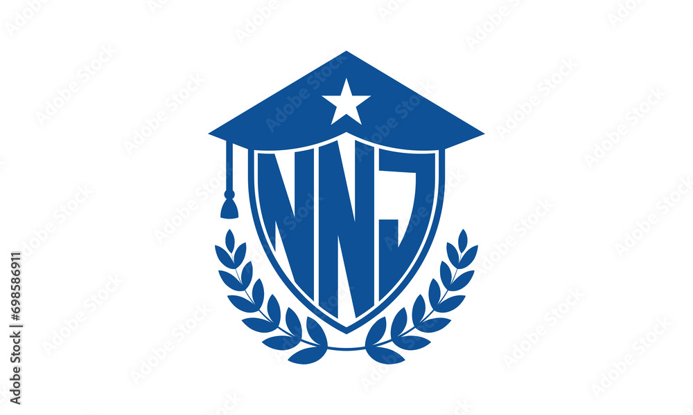 NNJ three letter iconic academic logo design vector template. monogram, abstract, school, college, university, graduation cap symbol logo, shield, model, institute, educational, coaching canter, tech NNJ three letter iconic academic logo design vector template. monogram, abstract, school, college, university, graduation cap symbol logo, shield, model, institute, educational, coaching canter, tech