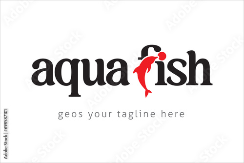 aqua fish letter logo