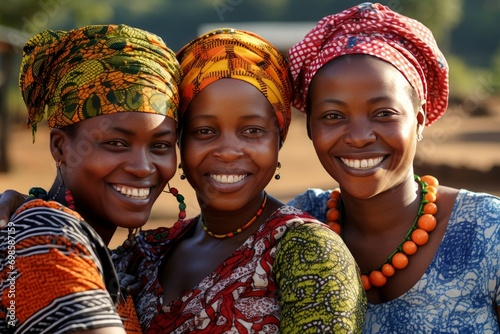 Distinctive African women traditional cloth. Pretty model. Generate Ai