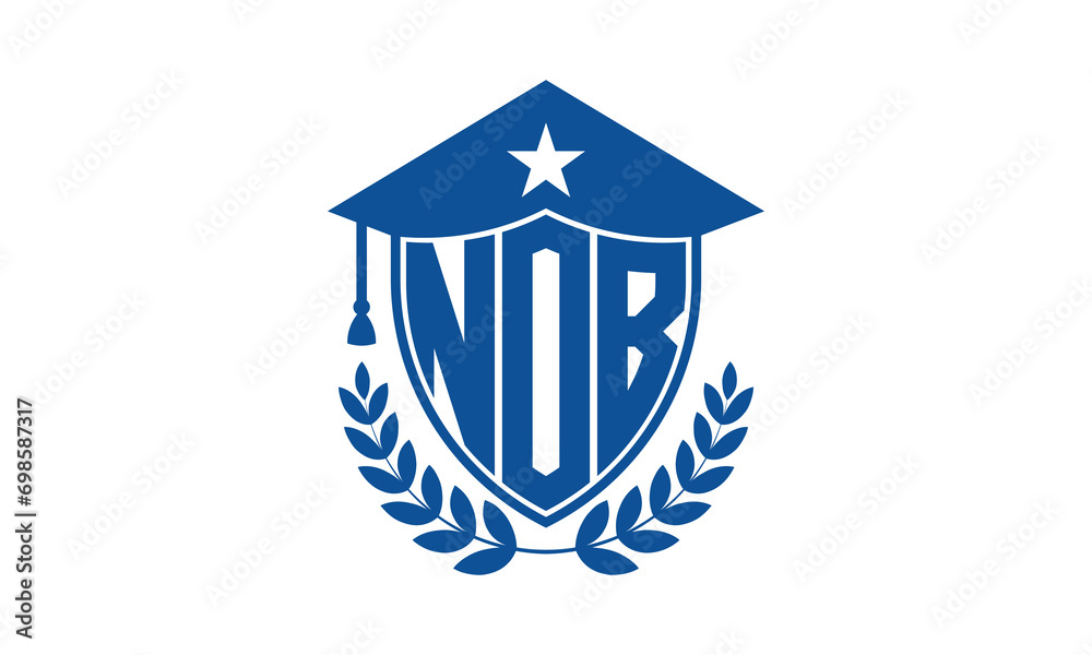 NOB three letter iconic academic logo design vector template. monogram, abstract, school, college, university, graduation cap symbol logo, shield, model, institute, educational, coaching canter, tech NOB three letter iconic academic logo design vector template. monogram, abstract, school, college, university, graduation cap symbol logo, shield, model, institute, educational, coaching canter, tech