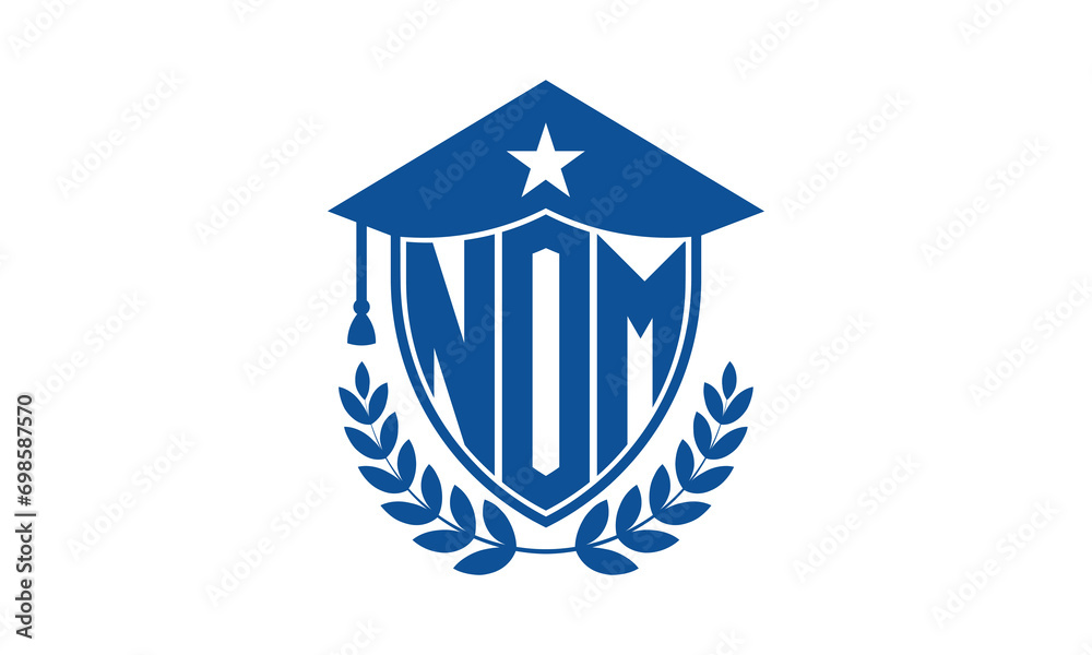 NOM three letter iconic academic logo design vector template. monogram, abstract, school, college, university, graduation cap symbol logo, shield, model, institute, educational, coaching canter, tech NOM three letter iconic academic logo design vector template. monogram, abstract, school, college, university, graduation cap symbol logo, shield, model, institute, educational, coaching canter, tech