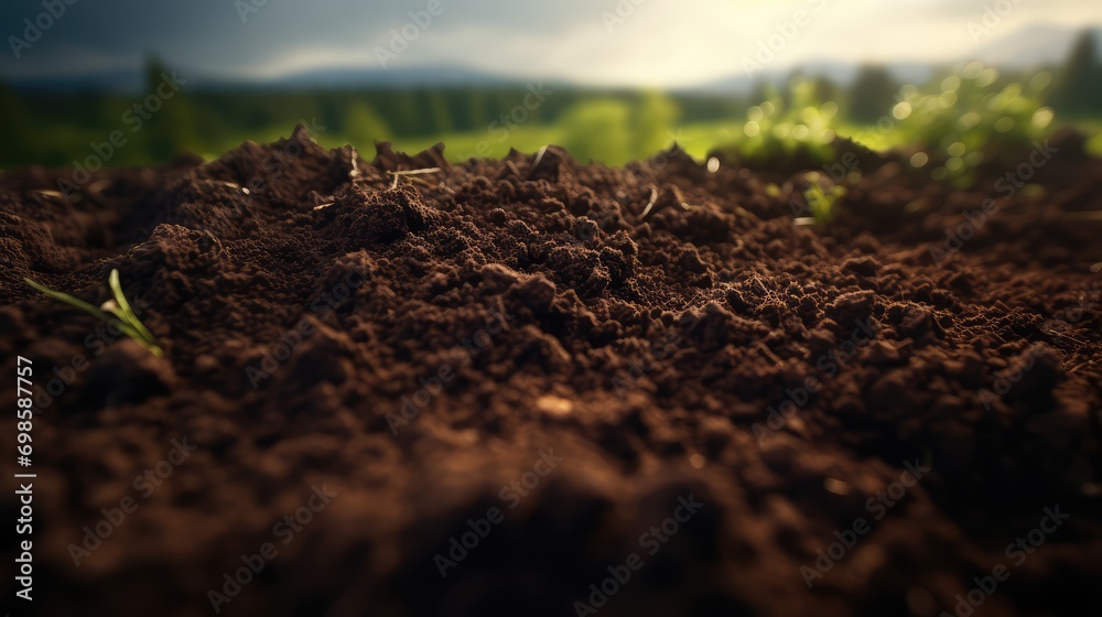 Close-up of fertile loam for the background. AI generated. Close-up of fertile loam for the background. AI generated.