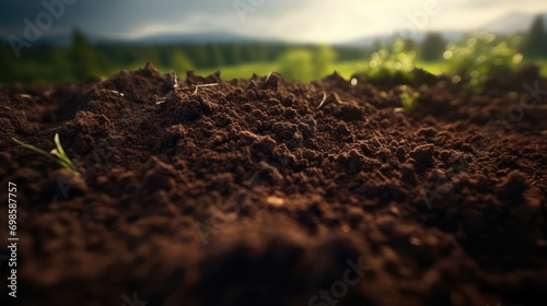 Close-up of fertile loam for the background. AI generated. photo