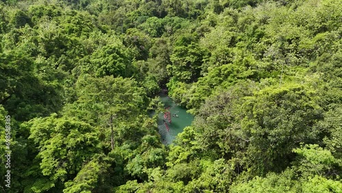 Citumang Pangandaran, green valley.  Citumang Body Rafting is a tour along the river with beautiful natural views photo