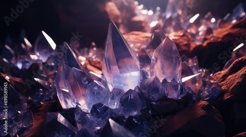Macro photo of shiny crystals. AI generated.
