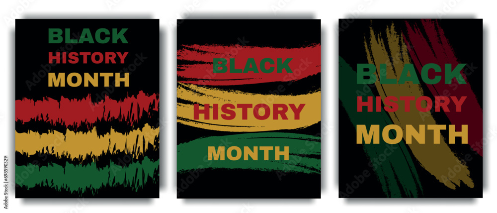 Black History Month. Set of banners for the annual celebration of black history in February. Vector illustration.