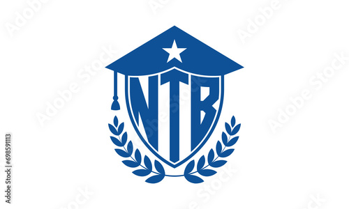 NTB three letter iconic academic logo design vector template. monogram, abstract, school, college, university, graduation cap symbol logo, shield, model, institute, educational, coaching canter, tech photo