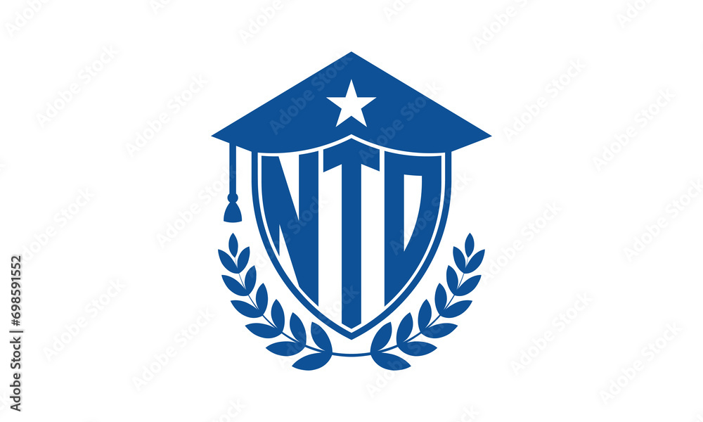 NTO three letter iconic academic logo design vector template. monogram, abstract, school, college, university, graduation cap symbol logo, shield, model, institute, educational, coaching canter, tech NTO three letter iconic academic logo design vector template. monogram, abstract, school, college, university, graduation cap symbol logo, shield, model, institute, educational, coaching canter, tech