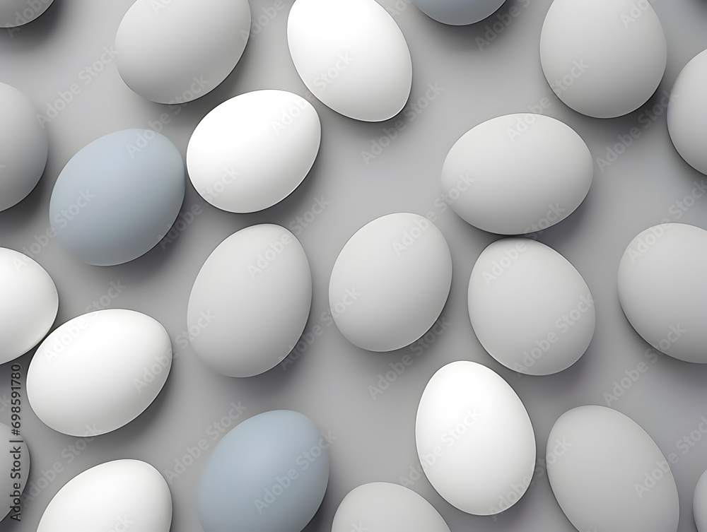 Top view abstract background with pastel grey and white easter eggs Top view abstract background with pastel grey and white easter eggs