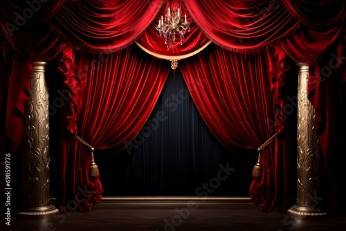Sophisticated Luxury curtain. Festival sofa cozy. Generate Ai